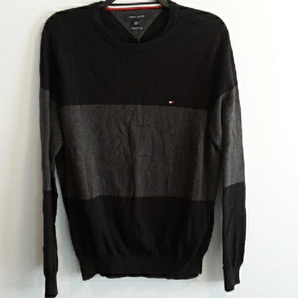 Tommy Hilfiger Black and Gray Crewneck Sweater